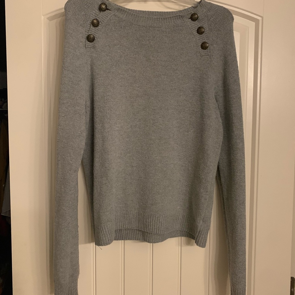 Women's Gray Sweater with Button Accents